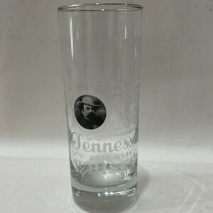 Jack Daniels Whiskey Glass  10 Ounces 6 1/4 In Tall 2 1/4 Inch Round Silver Trim